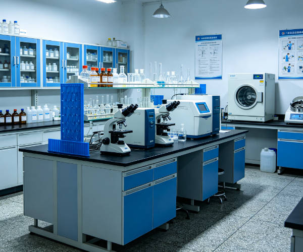 Modern laboratórium fejlett vizsgálóberendezéssel a Pekingi ZKGX Kutatóintézetben